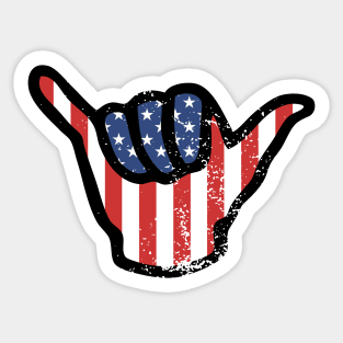 Red White And blue USA 4th July  Shaka Hand  2021 Sticker